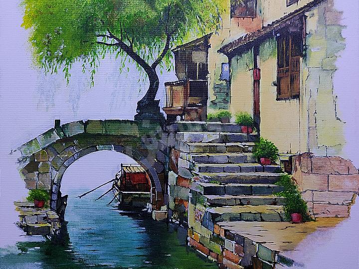 لوحة بألوان الإكرليك أبعاد : 50×70 سم