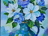 لوحة الورود بألوان الإكرليك الأبعاد : 50 × 30 سم